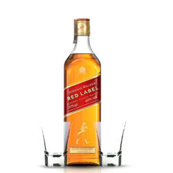 Trago doble de Whisky Johnnie Walker sello rojo