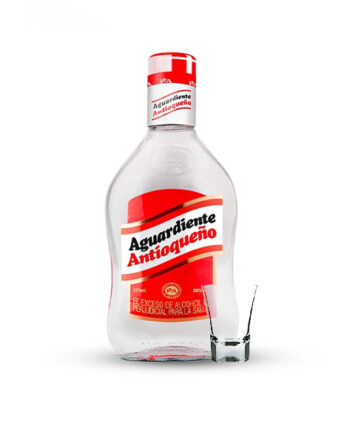 Trago sencillo de aguardiente antioqueño rojo