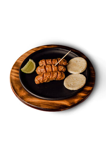 Chorizo con arepa